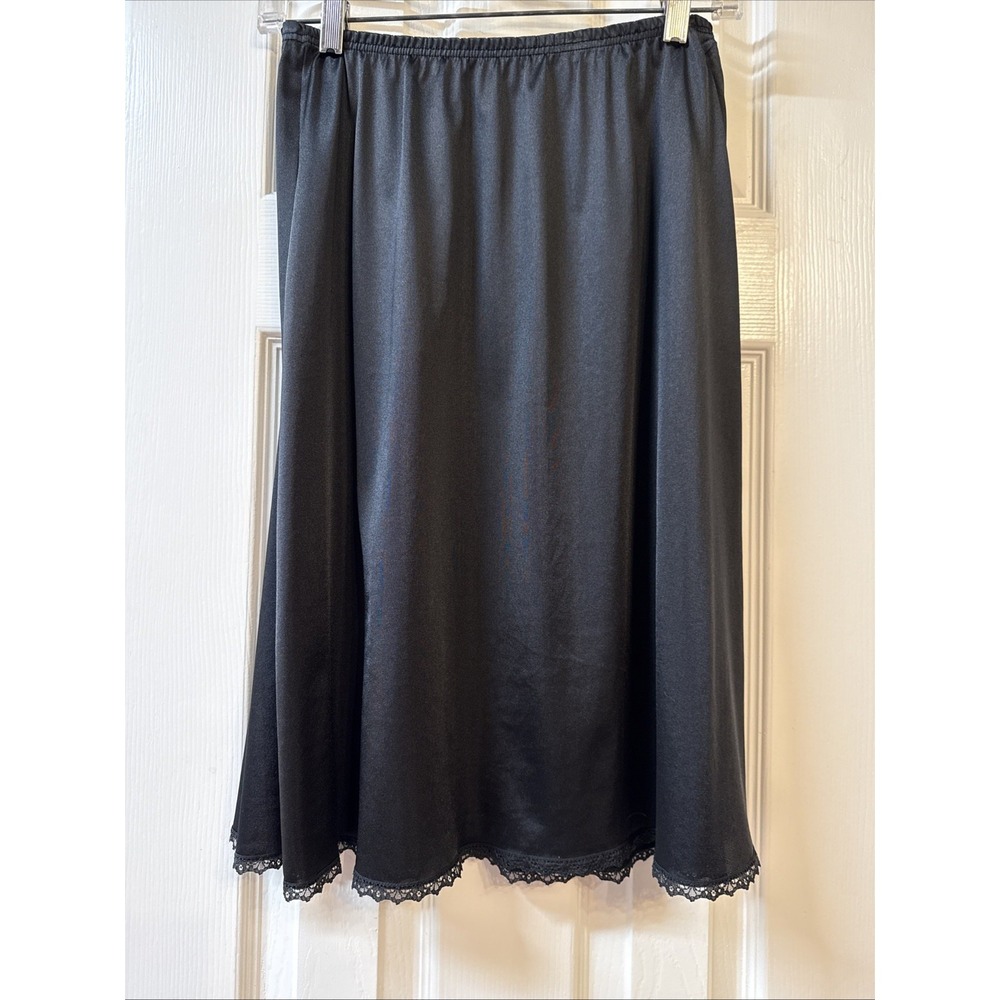 VANITY FAIR Half Slip Skirt SILKY SATIN Nylon Antron III Lace USA VINTAGE Medium
